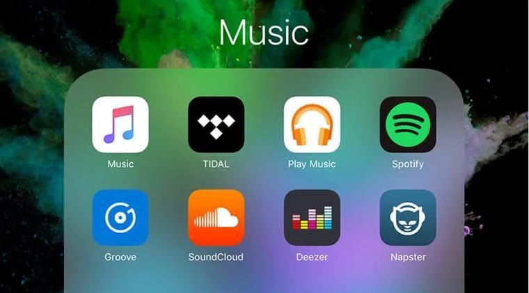 Un écran de téléphone avec plusieurs applications de streaming musical