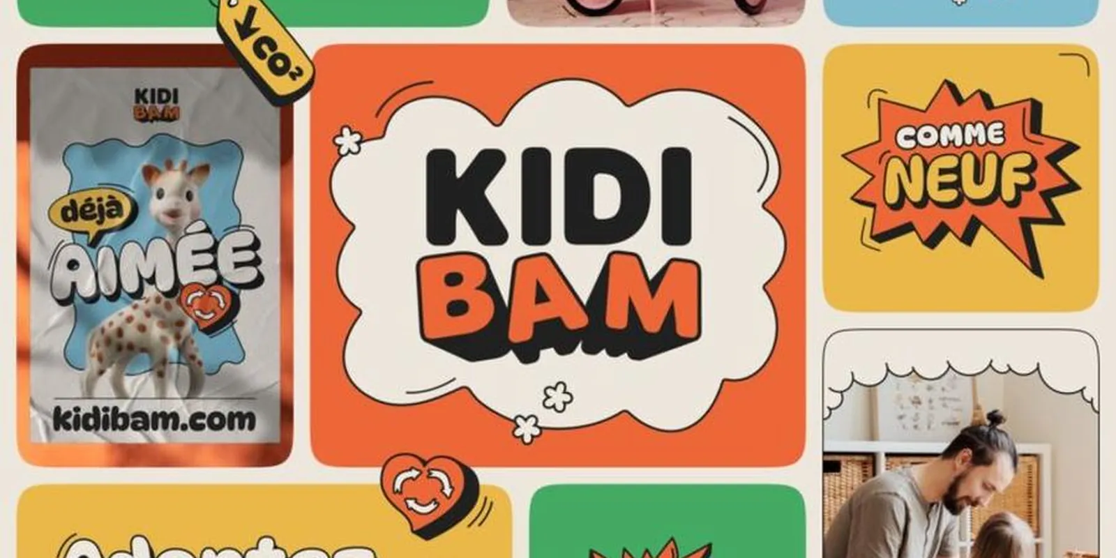Le visuel de marque de Kidibam, jouets d'occasion vérifiés